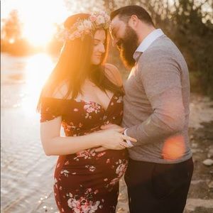 Pink Blush Floral Maternity Maxi Dress